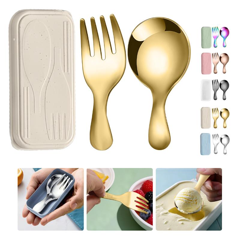 Camping Cooking Box Set - Stainless Steel Tableware Set Spoon Fork