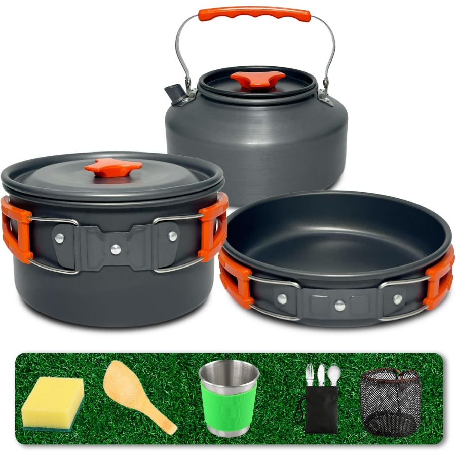 Nesting Camping Cooking Set - Camping Cookware Set: 35oz Non-Stick Pot