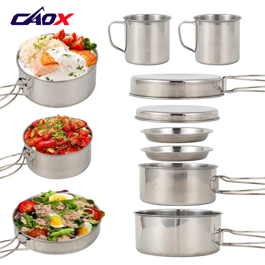 CAOX 8pcs/Set Camping Cookware - огляд і ціна Camping Cooking Essentials