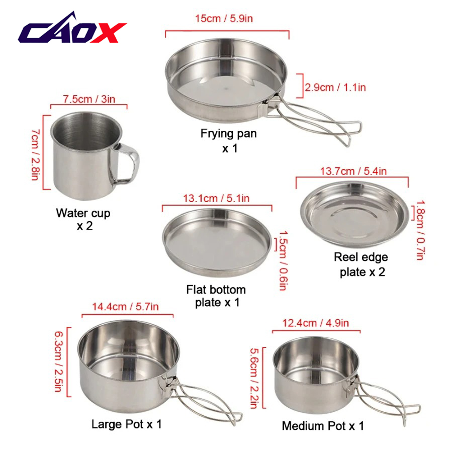 CAOX 8pcs/Set Camping Cookware - огляд і ціна Camping Cooking Essentials