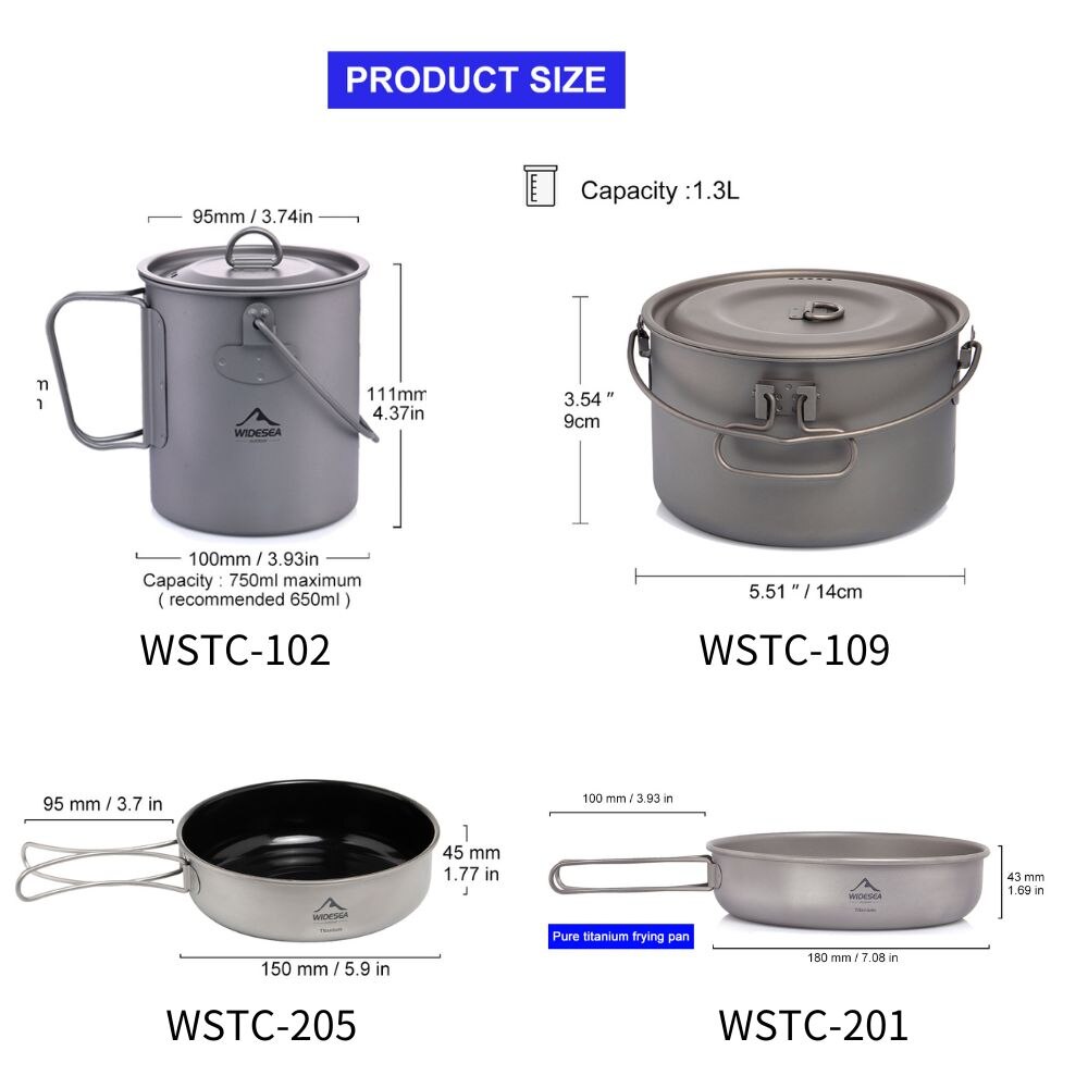 Widesea Camping Tableware Tita - огляд і ціна Camping Cooking Pots And Pans