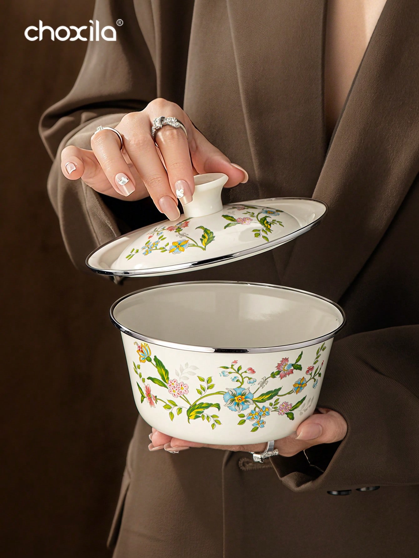 1pc Enamel-Patterned Rice Bowl - огляд і ціна Camping Cooking Essentials