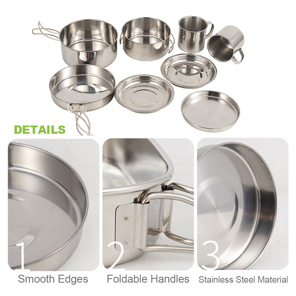 Camping Cookware Mess Kit 8PCS - огляд і ціна Camping Cooking Essentials