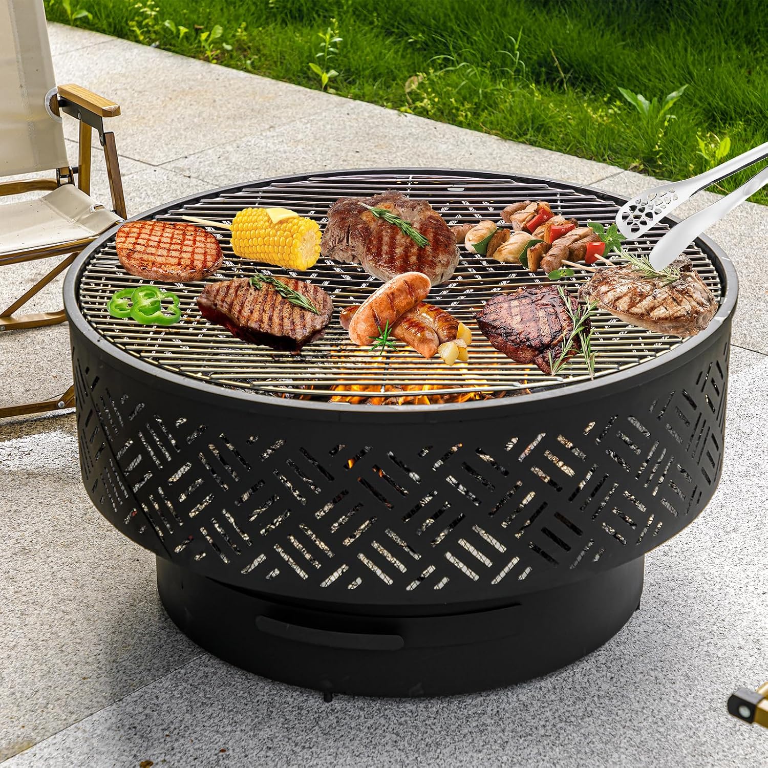 32 Inch Round Metal Wood Burni - огляд і ціна Camping Cooking Pack