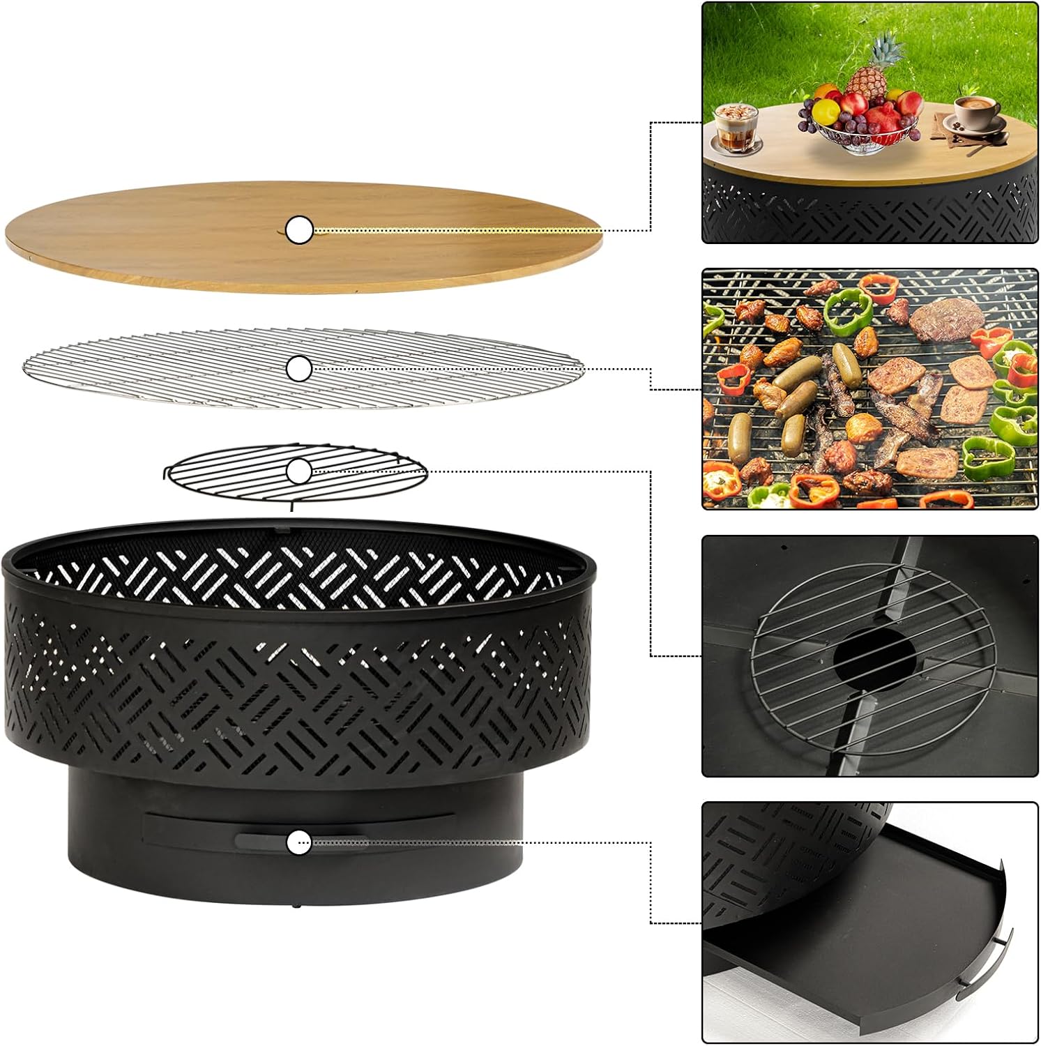 32 Inch Round Metal Wood Burni - огляд і ціна Camping Cooking Pack